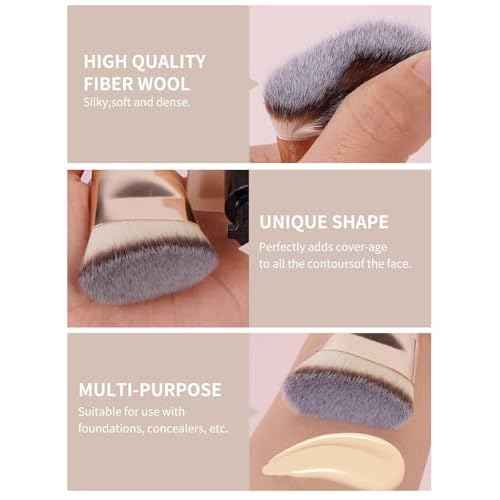 MAANGE Makeup Brushes 4 Pcs Makeup Brush Set for Foundation Concealer Contour Liquid Blending Face Kabuki Makeup Brush Kit (Black Gold)