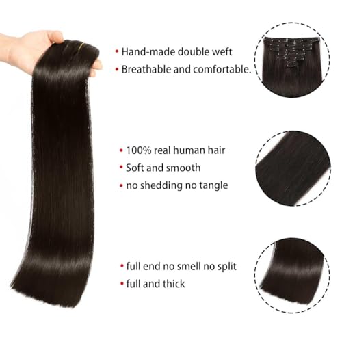 Clip in Hair Extensions Real Human Hair Straight 20 Inch 7pcs 120g Clip ins Hair Extensions Brazilian Remy Human Hair Clips Double Weft Human Hair For Women
