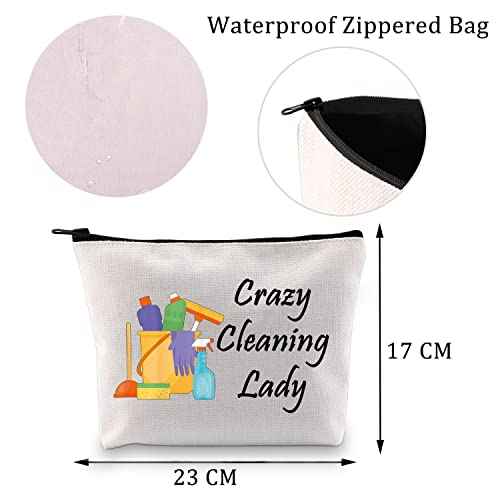 MBMSO Cleaning Lady Gifts Crazy Cleaning Lady Makeup Bag Housekeeper Appreciation Gifts for Cleaning Lovers Housekeeping Gift