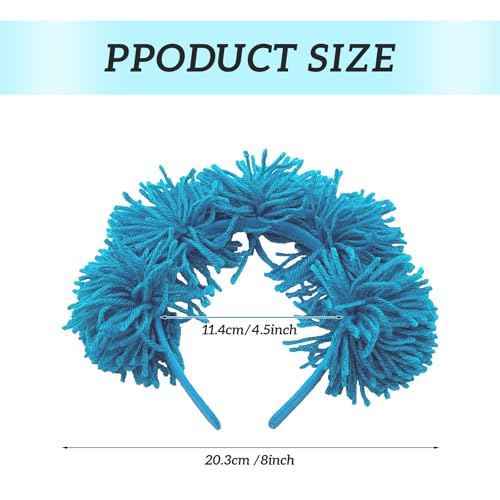 Degpum Blue Fuzzy Headband Pom Pom Headband for Adult Women Birthday Party Costumes Cosplay Halloween Christmas Costume Headbands