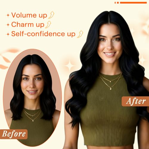 Full Shine Butterfly Weft Hair Extensions Remy Human Hair 22 Inch Genius Weft Extensions Real Hair Color Jet Black Invisible Pu Hole Weft Extensions Micro Ring Hair 50 Grams