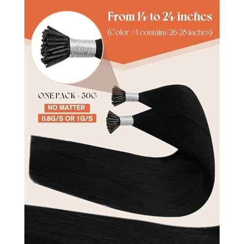 Sunny Hair 22inch I Tip Hair Extensions Human Hair Black Itip Human Hair Extensions Easy to Curl Pre Bonded Extensions for Women 50g