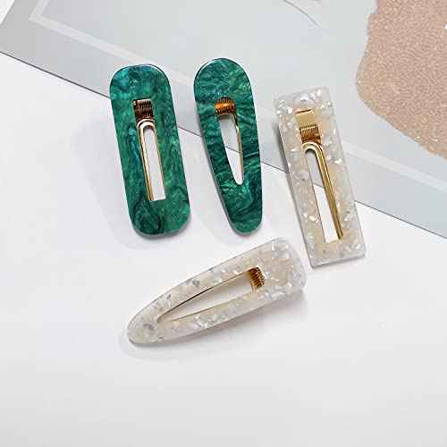 12 Pieces Acrylic Resin Marble Hair Clips Set, Decorative Pearls Hair Barrettes Sweet Decorative Bobby Pins Hairpin Headwear Hair Accessories Headwear for Women and Girls¡¦