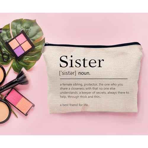 Sister Makeup Bag,Sister Gifts,Sisters Gifts from Sister,Birthday Gifts for Sister,Best Sister Gifts,Gifts for Sister,Sister Definition Small Cosmetic Makeup Bag for Purse