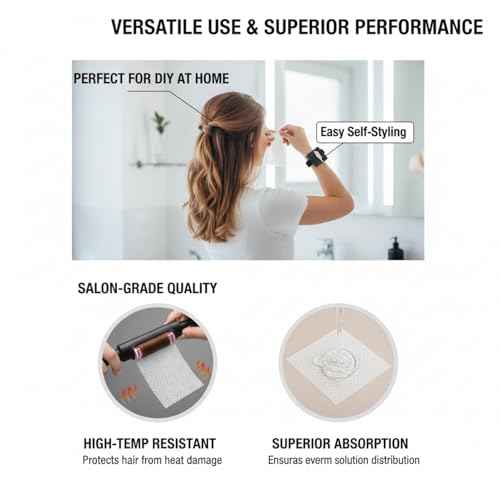 180Pcs Salon Perm Paper Wrist Dispenser Box - Ultra Thin Hair Dye & Perm End Papers, Heat Resistant Wristband for Barber Shop & Home Use