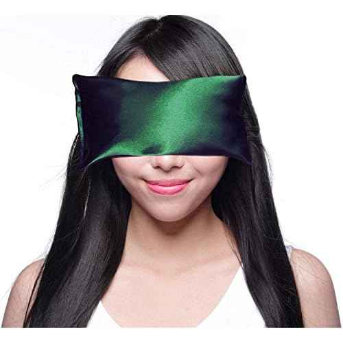 Lavender Eye Pillow - Hot Cold Weighted Eye Pillows for Relaxation, Sleep, Stress, Migraine Relief, Yoga - Aromatherapy Gifts for Women, Birthday, Teachers, Made in USA by Happy Wraps - Emerald