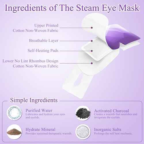 16 Packs Steam Eye Mask, Heated Eye Mask for Sleeping, Warm Compress for Eyes, Self Heating Disposal Steam Mask for Home Sleep, Office, Spa, Travel Essentials Stocking Stuffers (Lavender)