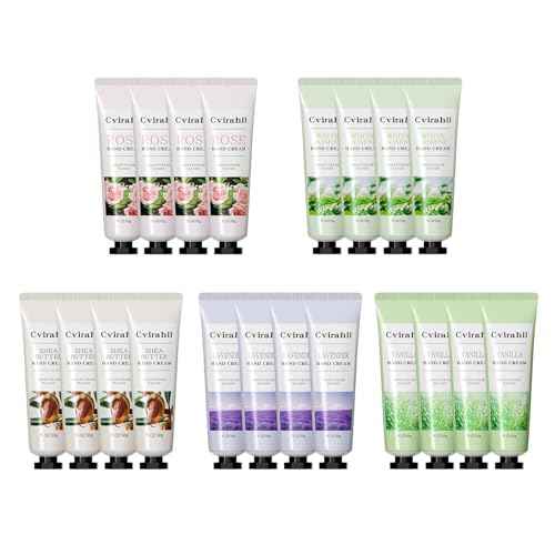 Hand Cream Gift Set, 20-Pack Moisturizing Hand Lotion for Dry Cracked Hands, 5 Natural Scents, Bulk Holiday & Christmas Gifts for Women, Men & Party Favors