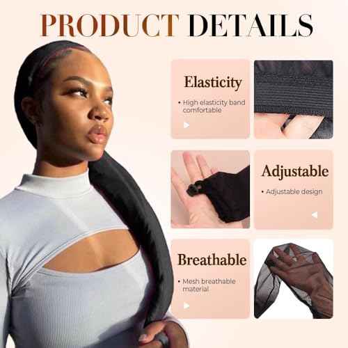 Breathable Hair Weave Sleeve for Locs with Drawstring ? Extra Long Stretchy Wig Cap for Black Women, Faux Locs, Protective Styles & Bun ? Fashionable & Comfortable Design (Black)