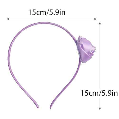 Valentine's Day Headband Delicate Rose Hairband Vintage Satin Hair Hoop Romantic Purple Rose Flower Hair Accessories for Girls Bride Christmas Valentine Wedding Engagement Birthday Gift 1Pcs