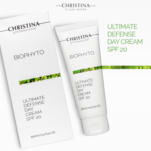 Christina Bio Phyto Ultimate Defense Day Cream Moisturizer with SPF 20-75 ml - Broad Spectrum UVA/UVB Protection Facial Moisturizer with Hyaluronic Acid & Vitamin B12- For Normal & Combination Skin