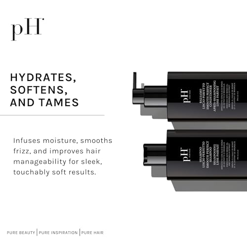 pH PURE HAIR Smoothing Duo - Anti-Frizz Shampoo and Conditioner Set - Sulfate-Free Hydrating Shampoo Conditioner for Dry Hair & Curly Hair - Soft, Healthy, Manageable Locks - 8.45 oz each