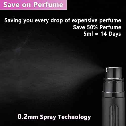 Refillable Perfume Atomizer Travel Bottle 5ml Leakproof Luxury Travel Perfume Refillable Bottle, Portable Perfume Atomizer (Black)