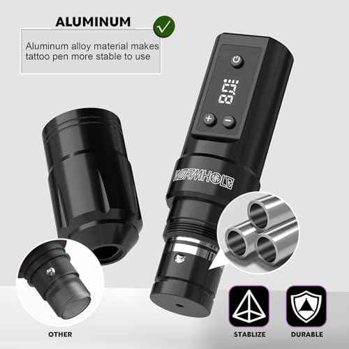 Wormhole Tattoo Kit Wireless Tattoo Gun Kit Xtreme Tattoo Ink Complete Wireless Tattoo Pen Kit for Beginner, Portable Tattoo Machine Tattoo Needles with 1300mAh Battery- Black WTK353