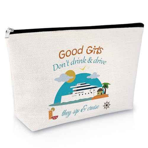 Cruise Gifts for Women Makeup Bag Cruise Trip Gifts for Friends Besties Cosmetic Bag Summer Vacation Presents Graduation Birthday Christmas for Mom Aunt Sister Zipper Travel Pouch Toiletry Pouch