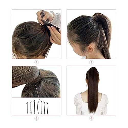 ABH AMAZINGBEAUTY HAIR Remy Human Hair Extensions Ponytail for fashion Women, Wrap in Easy to Use, 80 Gram, Dark Brown 2 Color, 16 Inch
