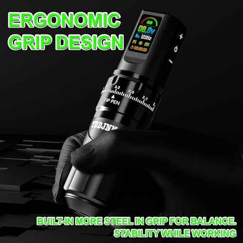 Wireless Tattoo Machine Kit for Beginners & Artists Portable Pro Rotary Cordless Tattoo Gun with 1800mAh Battery OLED Display Normal/Stippling Modes 20 Cartridge Needles & Complete Supplies (BLACK)