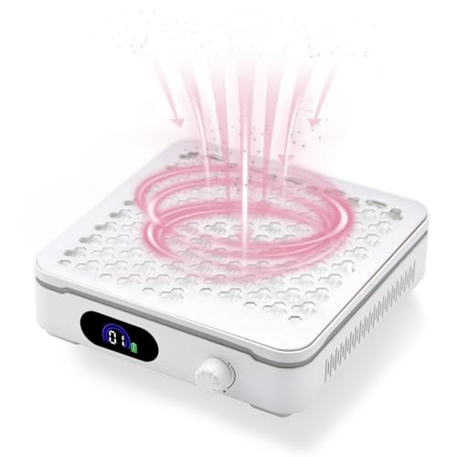 Nail Dust Collector with 10 Speed Settings, Powerful Suction Nail Vacuum, Nail Fan Dust Collector for Beginner, Dust Collector Nail Tech for Acrylic Nail Polishing Manicure Salon Home (White)