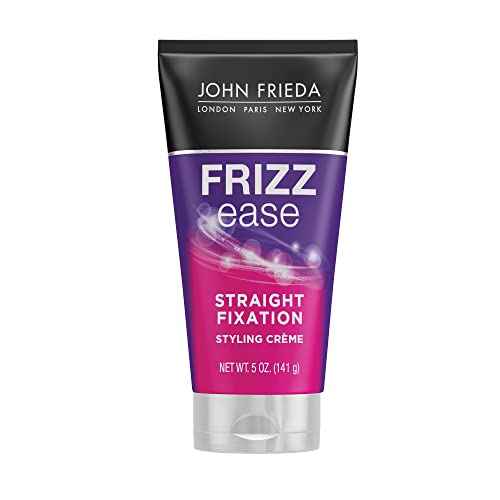 John Frieda Frizz Ease Straight Fixation Styling Cr?me, Straightens Frizzy Hair with Milk Protein & Almond Oil, Sleek & Frizz-Free, with ThermaGuard Heat Protection Against Damage, 5 Oz