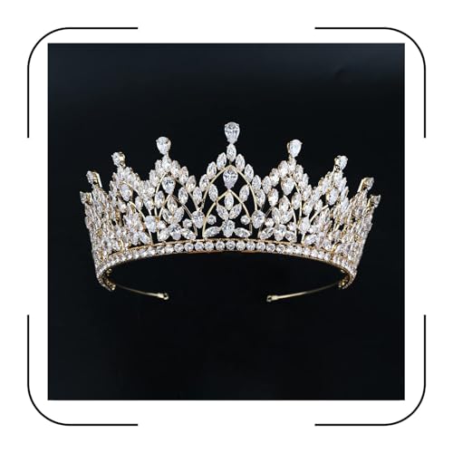 QXMYOO Luxury Large Bridal Tiaras for Wedding 5A Level Cubic Zirconia Sweet 16 Quinceanera CZ Pageant Princess Queen Crowns Bride Headpiece Hair Accessories HB076