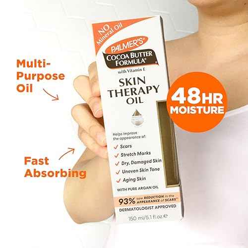 Palmer's Cocoa Butter Formula Skin Therapy Moisturizing Body Oil with Vitamin E & Pure Argan Oil, Deep Body Moisturizer for Dry, Damaged Skin, 5.1 Ounces