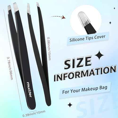 Mudder 12 Pcs Eyebrow Tweezers Set for Facial Hair Stainless Steel Slanted Tip Tweezers in Bulk for Men and Women (Black)