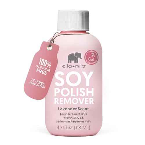 ella+mila Soy Nail Polish Remover - Non-Acetone, Non-Toxic Fingernail Polish Remover for Natural Nails - Gentle, Vegan Formula with Lavender Oil & Vitamins A, C & E (4 fl oz)