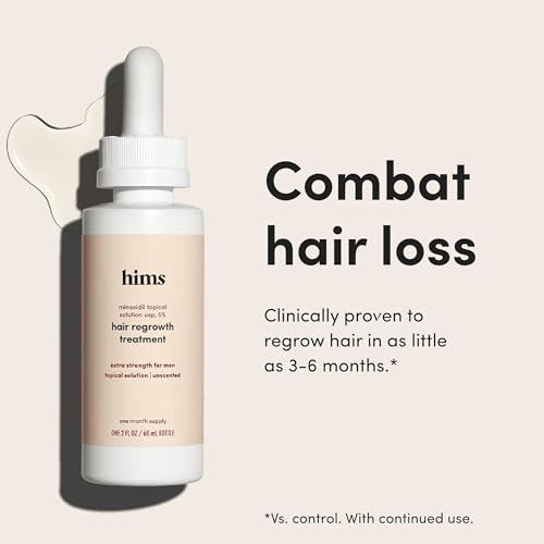 hims Hair Regrowth Treatment - Topical Minoxidil 5% Solution for Men - Extra Strength - Supports Thicker, Fuller Hair - Non-Greasy - Unscented, 2 Pack