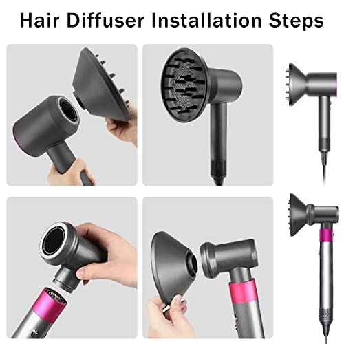 Hair Diffuser Attachment Nozzles for Dyson Supersonic Hair Dryer HD01 HD02 HD03 HD04 HD08 HD15 Tools Accessaries Parts, Black