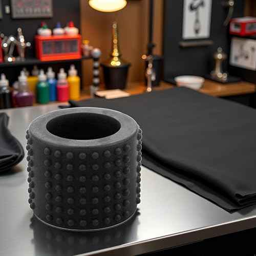 Black Food-Grade Silicone Tattoo Grip Cover - Dia 25x30mm Professional Tattoo Pen Sleeve | Non-Slip Grip Accessories for Tattoo Artists,Tattoo Machine Parts, Professional Tattoo Supplies (3.7x3cm)