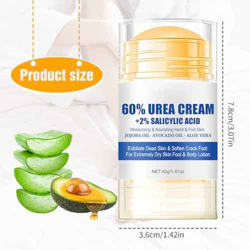 60% Urea Hydrating and Anti-Cracking Foot Cream, Moisturizing Foot Cream to Repairs and Relieves Cracking and Dryness Feet, Foot Lotion Heel Stick Repairs for Hands, Knees, Elbows (1)