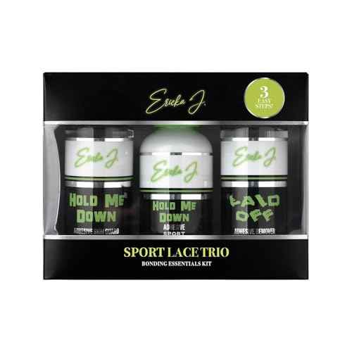 Ericka J. Lace Application System Trio Kit ? Skin Guard, Hold Me Down Adhesive & Laid Off Adhesive Remover ? Complete Wig Installation Solution, Waterproof & Sweat Resistant (Regular, Sports)
