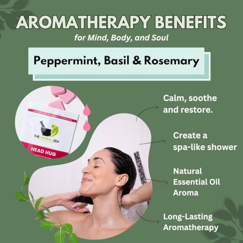 Head Hug Shower Steamers Aromatherapy for Relief - Christmas Gift - Adult Stocking Stuffer - USA Made - Peppermint & Rosemary Shower Bomb Tablets - Soothing Natural Essential Oils (10 Pack)