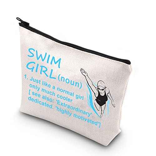 BDPWSS Swimming Makeup Bag Swim Lover Gift Swimming Team Gift Swim Girl Only Cooler Definition Swimmers Cosmetic Bag (Swim girl defin)
