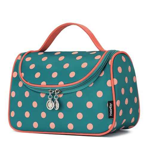 Yeiotsy Travel Cosmetic Bag ? Polka Dots Makeup Travel Organizer, Hanging Toiletry Bag for Women