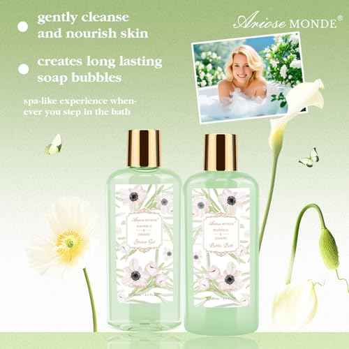 Spa Gifts for Women, Bath Sets, 7Pcs Spa Gift Set w/Shower Gel, Bubble Bath, Bath Salts, Bath Bomb, Body Lotion, Christmas Gifts for Women, Magnolia & Jasmine Bath Set