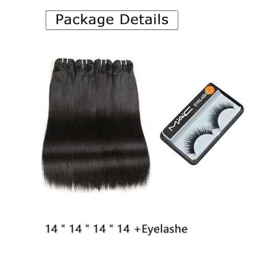 Liang Dian 14 Inch Straight Human Hair 4 Bundles Natural Color 12A Brazilian Virgin Hair 100% Unprocessed Straight Human Hair Bundles(14" 14" 14" 14")