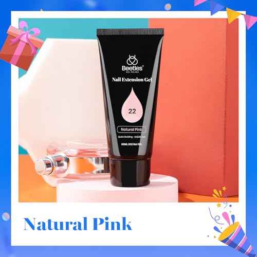 Beetles Poly Extension Gel - 60g Natural Pink Builder Nail Gel for Trendy Nail Art Design - Salon & DIY at Home, UV & LED Lamp Needed, Christmas Gift for Women