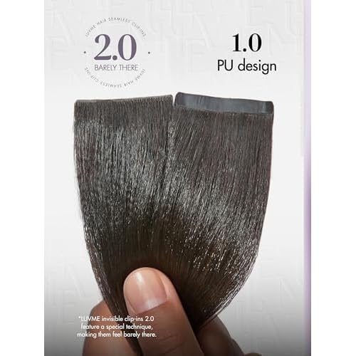 LUVME Invisible Clip in Hair Extensions, Yaki Straight Real Human Hair Remy Hair Clip ins for Women, Natural Human Hair, 14 inch 110g 6Pcs, Natural Black