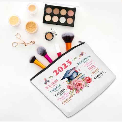 Graduation Gifts Graduation 2025 Inspirational Makeup Bag Religious Cosmetic Bag Toiletry Bag Zipper Pouch Christian Gifts for Women Female Her Masters PHD Degree College University Senior