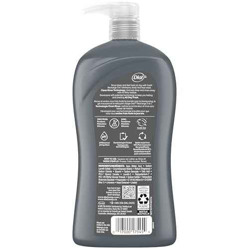 Dial Men 3 in 1 Body, Hair and Face Wash, Recharge, 32 Fl Oz, Cedar Leaf Scent, Cleanses Deep + Gentle on Skin with Clean Rinse Technology