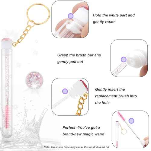 20 Pieces Disposable Mascara Wands Tubes Set Diamond Eyelash Brush Lash Wand Tube Brushes Makeup Tool Eyebrow Applicator Supplies(Pink)