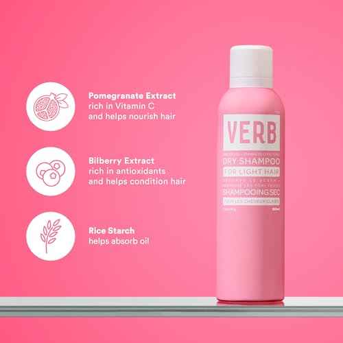 VERB Dry Shampoo Light - Refresh, Absorb Oils + Extends Styles - Refreshing Dry Shampoo Spray for Light Tones - Vegan, No Parabens or Harmful Sulfates