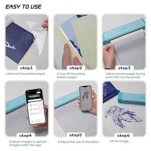 Padieoe Tattoo Stencil Printer, 2000mAh Wireless Thermal Tattoo Printer with 10PCS Transfer Paper, Compatible with Phone/Tablet/PC, Portable Thermal Transfer Machine for Tattooists & Beginners