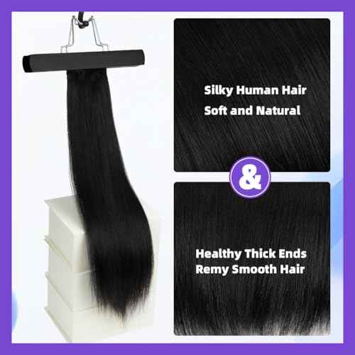 14 Inch Human Hair Ponytail 80g Long Wrap Around Ponytail Natural Black Real Hair Ponytail Extension for Women(14inch,Natural Black)