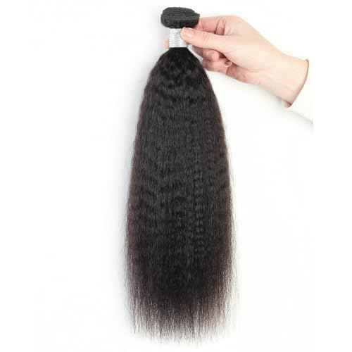 Kinky Straight Bundles Single Human Hair Yaki Straight 1 Bundle 12A Brazilian Remy Hair Weave 18 inch Real Unprocessed Virgin Hair Extensions Natural Color