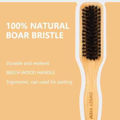 Boar Bristle Slick Back Hair Brush & Hair Wax Stick for Smooth Flyaways, Frizz, Sleek Ponytail, Buns and Edge Baby Hair, Styling Accessories for Girls, Kids and Women