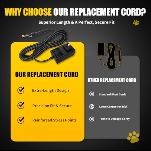 Replacement Cords Compatible with Andis Excel SMC Clippers - 12ft Long, Black (3 Packs)