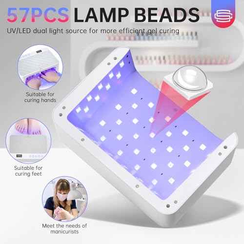 UV LED Nail Lamp, Rechargeable UV Light for Gel Nails, Luxury Nail Dryer, Curing Lamp for Gel Polish Dryer, Two Hand with Special Red Light Skincare, 4+2 Timer