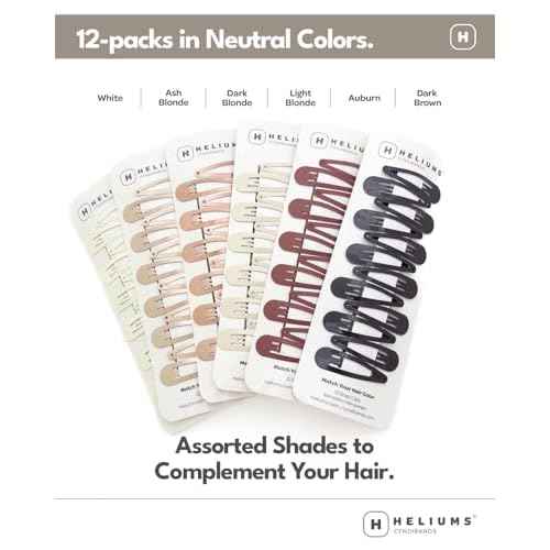 Heliums Snap Hair Clips for Women - Silver Gray - 2 Inch Metal Barrettes for Thin Hair and Kids, Neutral Colors - 12 Count
